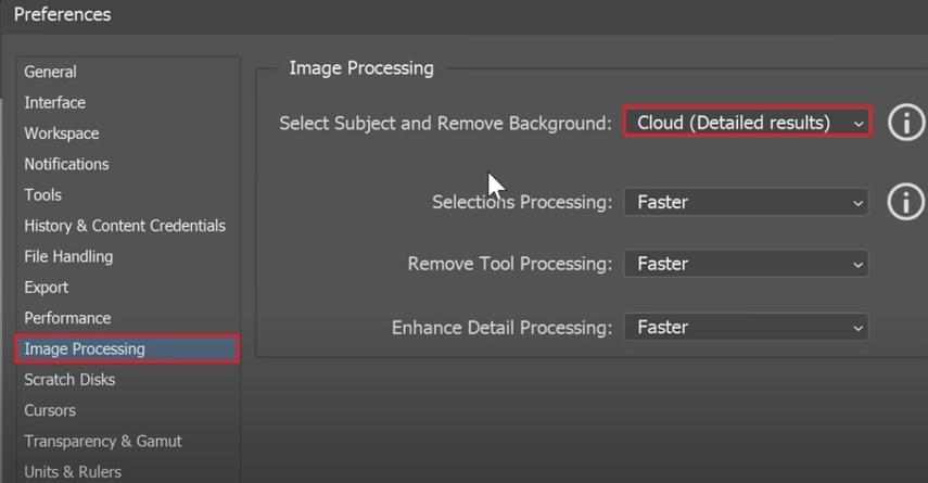choose desired settings for image