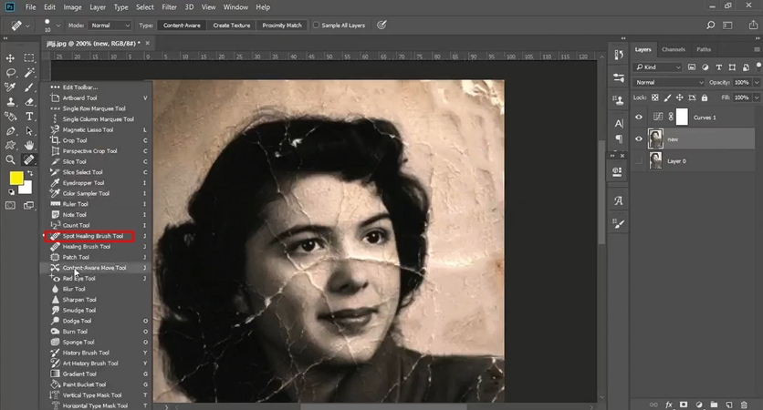 choose spot healing brush