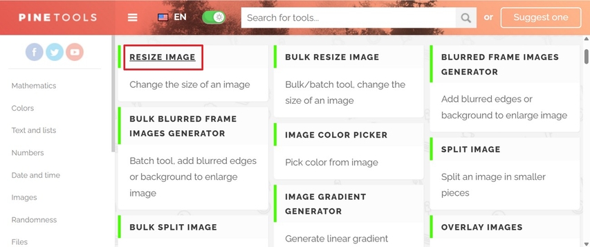 이미지 리사이저 선택