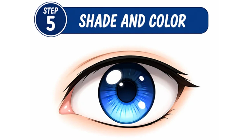 fully shaded and colored anime eye