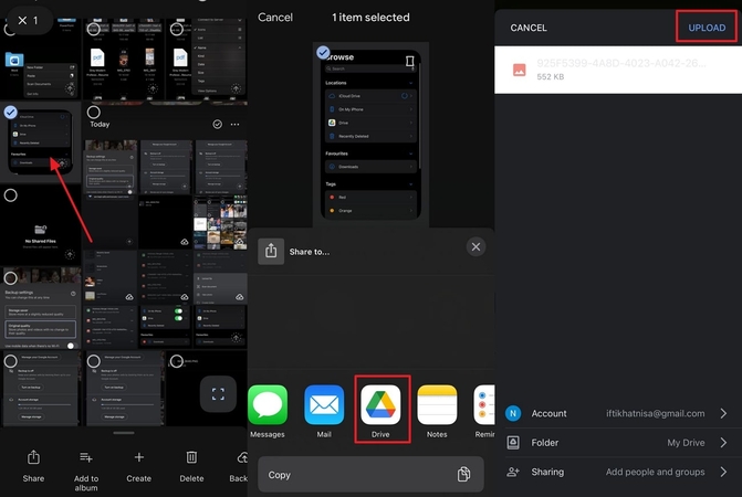 transfer desired pictures to drive