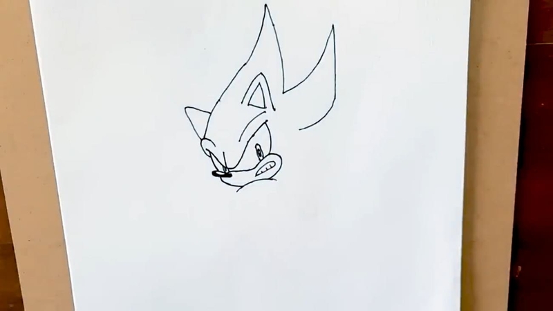 소닉의 화난 표정 미소 그리기