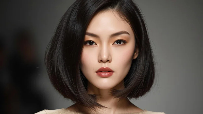side parted hairstyle bob cut for round face