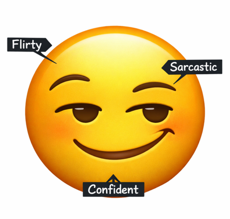 A close-up of the smirk emoji