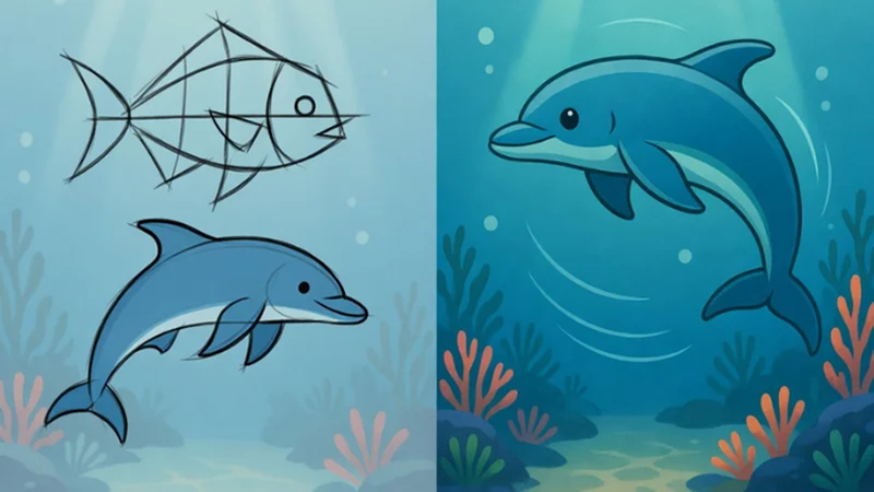 how to draw smooth and flowing sea creatures