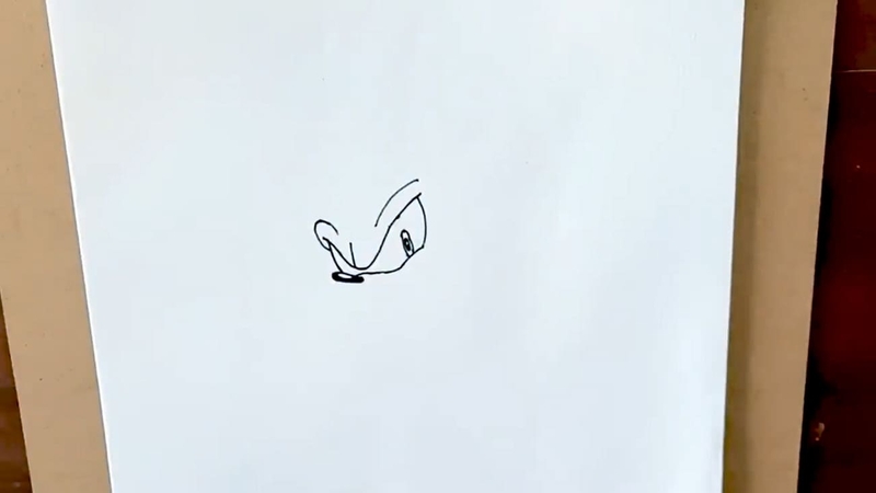 소닉 눈과 눈썹 윤곽 그리기