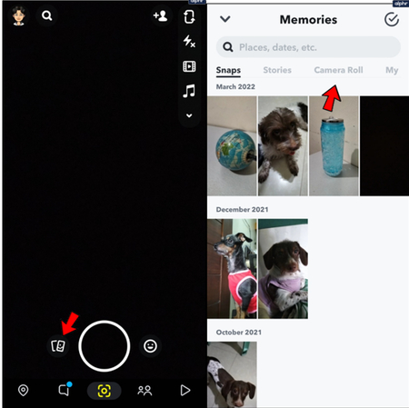 schritte zum bearbeiten von fotos aus dem kameraroll mit snapchat