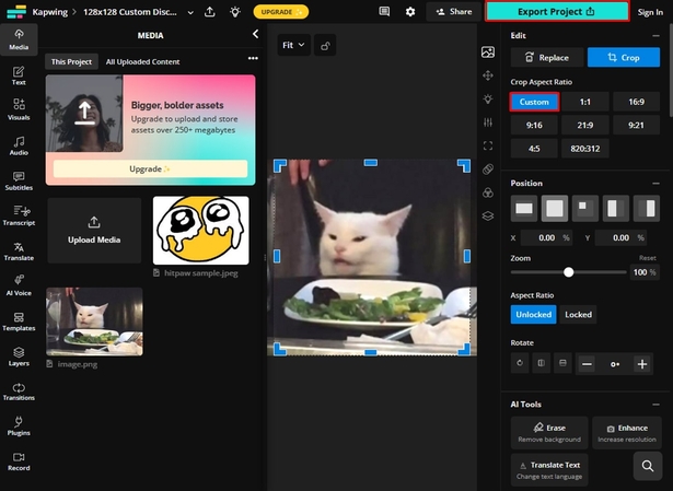 select desired customized size
