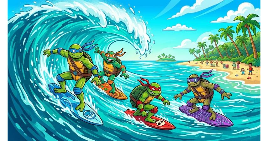 TMNT Surfing Wallpaper