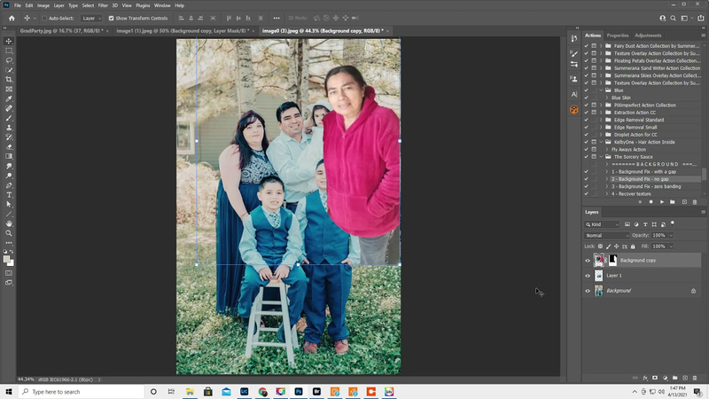 photoshop interface adding a person to photo