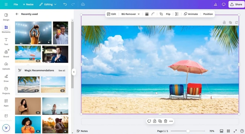 add main image in canva interface