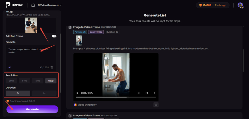 upload image and enter prompt