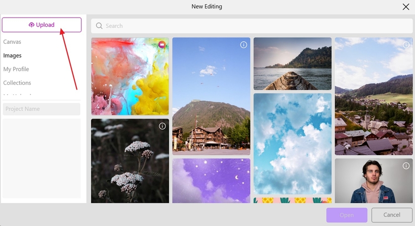 upload your image to picsart