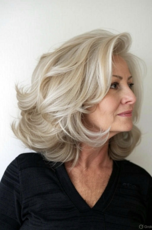 voluminous blowout cut for women over 60