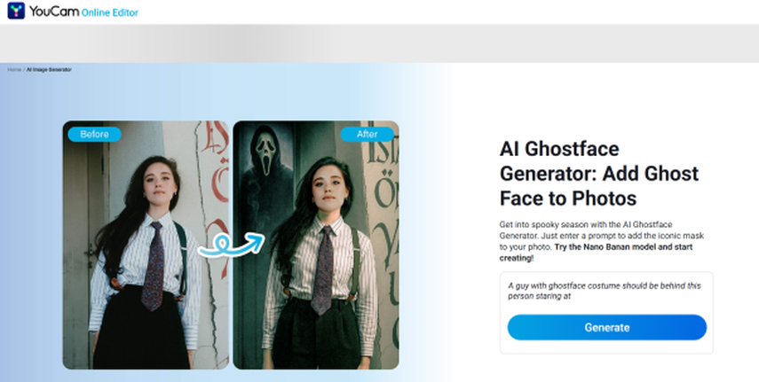 youcam free ghostface ai generator