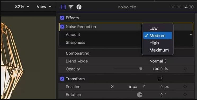 adjust noise reduction levels