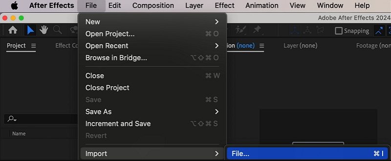 importar vídeo after effects