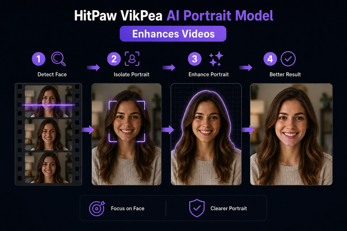 AI detects and recognizes faces in portrait video frames
