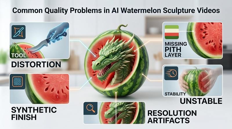 ai watermelon sculpture videos quality problems