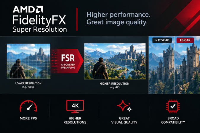 AMD FidelityFX Super Resolution (FSR) reconstructing game visuals