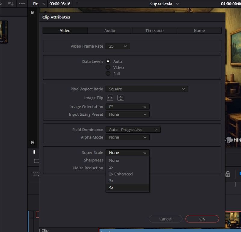 apply davinci resolve super scale