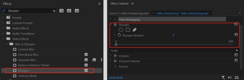 apply sharpen effect to a video in premiere pro