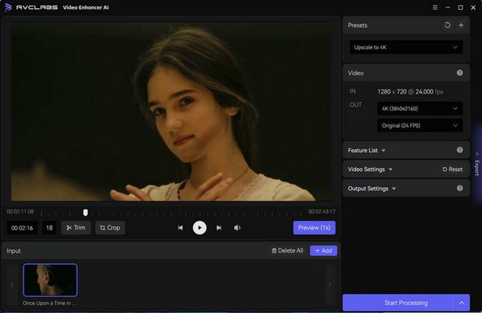 AVCLabs Video Enhancer AI interface