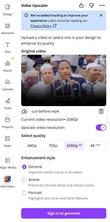 canva upscale video resolution