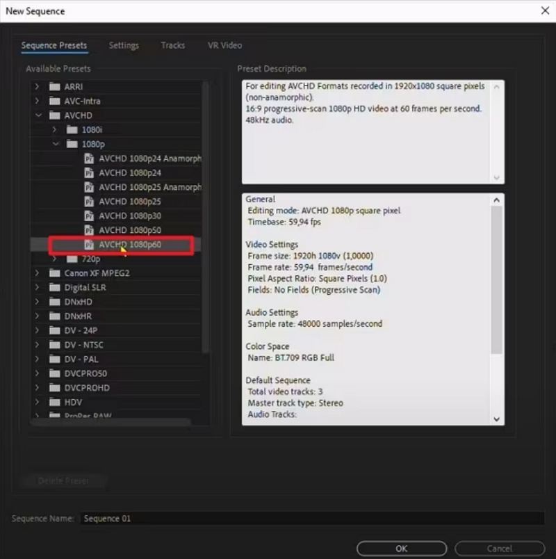 choose avchd 1080p60