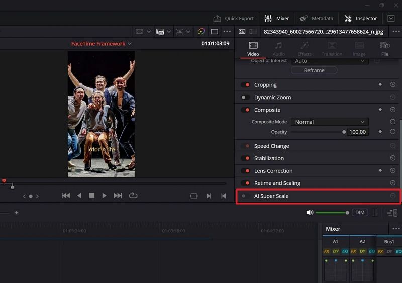 davinci resolve super scale greyed out