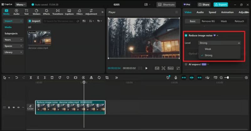 denoise video capcut pc