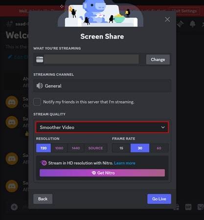 discord screen sharing setting