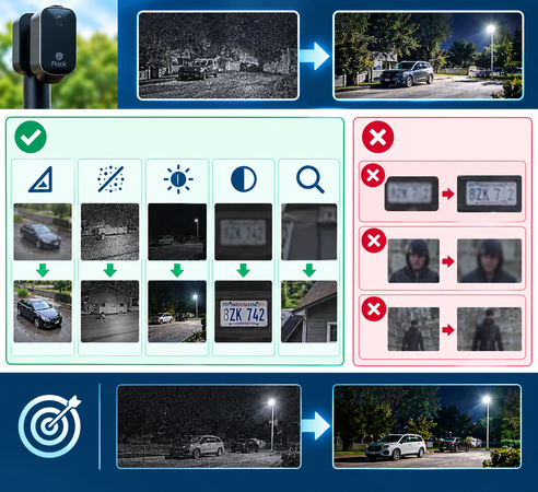 Enhanced Flock camera video with improved clarity and details