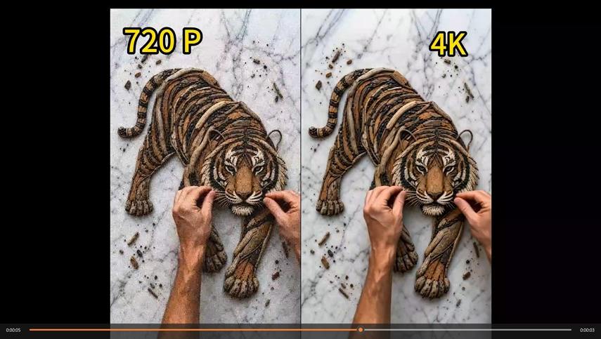 AI enhance wooden animal video