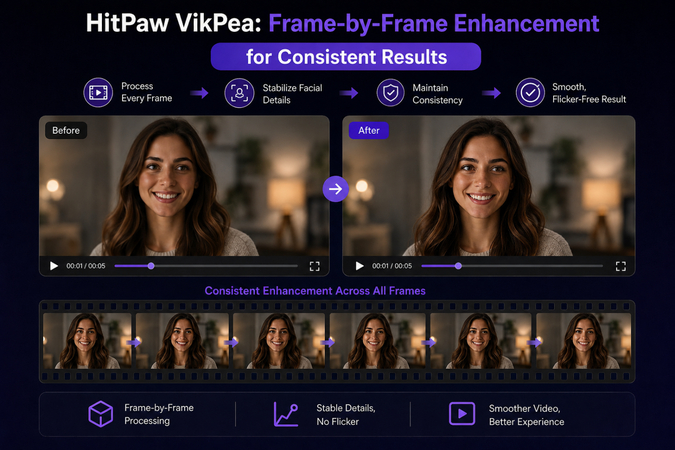 AI enhances facial details consistently across video frames