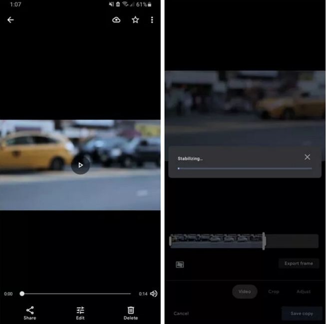 google photos remove motion blur from video
