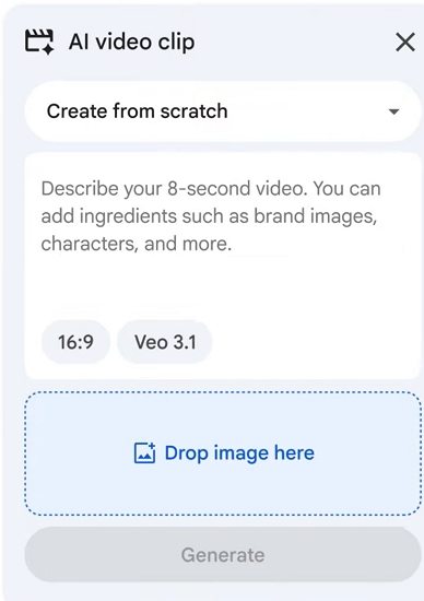 enter prompt or upload image to google vids