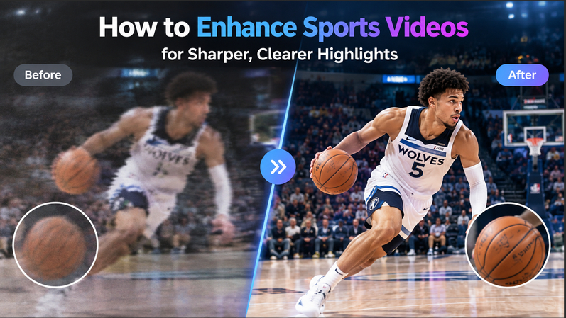 Before and after comparison showing how to enhance sports videos