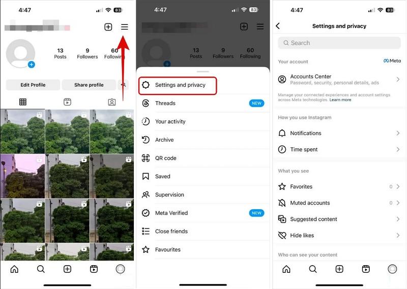 instagram settings and privacy