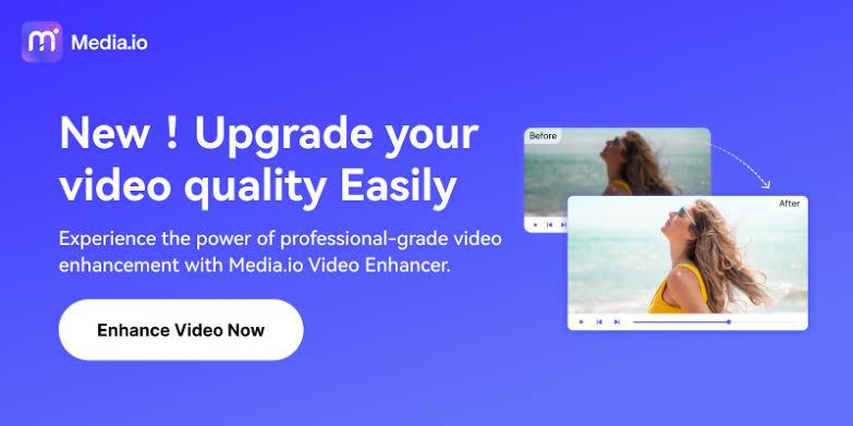 Media.io AI Video Enhancer web interface to ai fix pixelated video