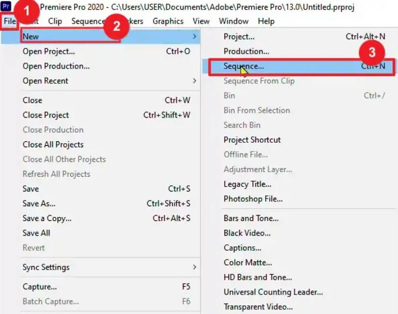 open sequence premiere pro