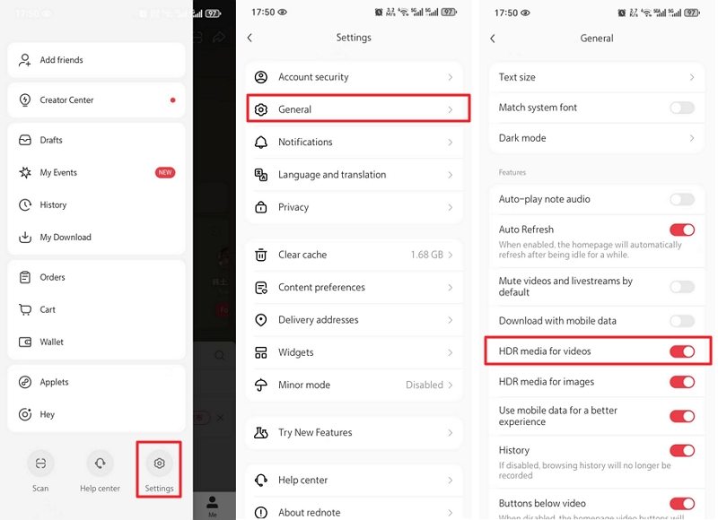 rednote hdr media for video