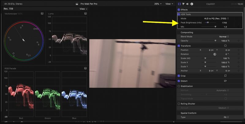 reduce the peak brightness