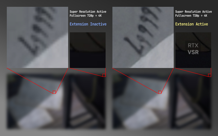 RTX Video Enhancer interface using NVIDIA GPU acceleration