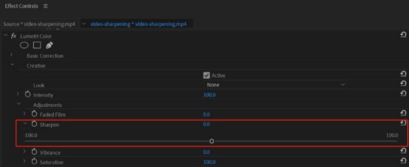 sharpen a video in premiere pro using lumetri color