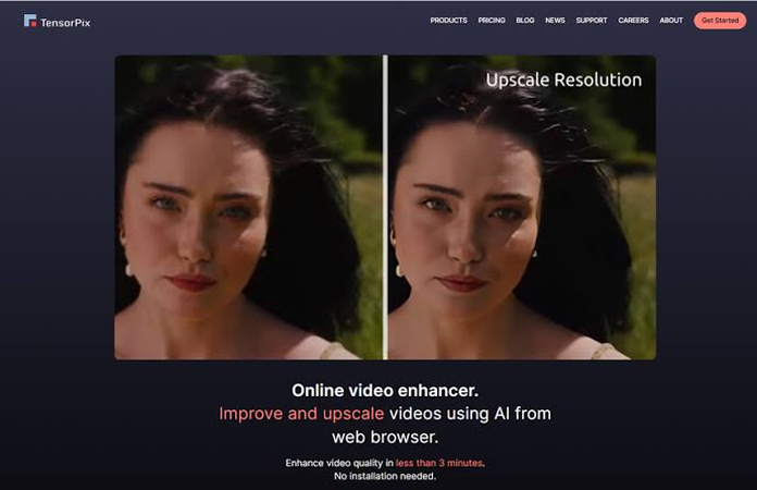 TensorPix online AI tool for slow-motion video enhancement
