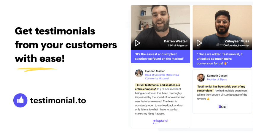 testimonial.to platform for customer video testimonials