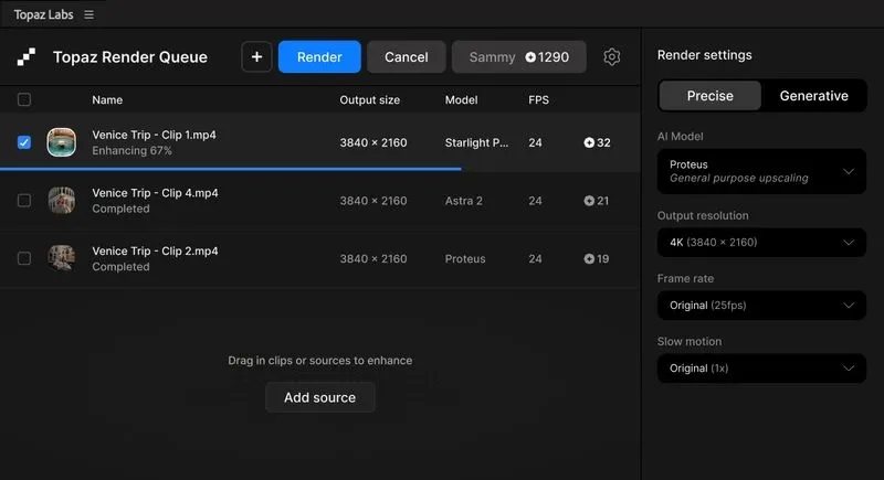 enhance video in Topaz panel for adobe premiere