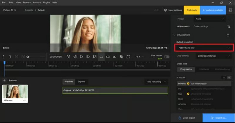 topaz video ai 8k