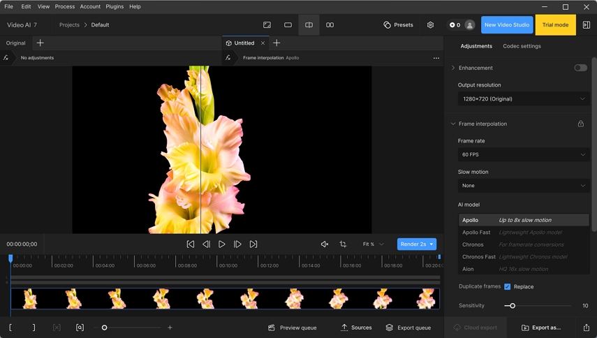 reseña de interpolación de fotogramas en Topaz Video AI